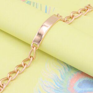 "Bold Link Rose Gold Bracelet with Sleek Polished Plate Accent, XPBL1079